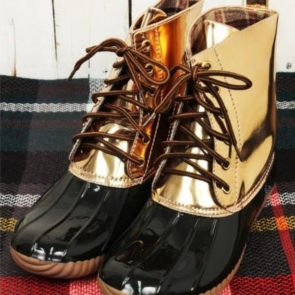 Yoki Shoes Yoki Rose Gold Black Duck Boots Poshmark